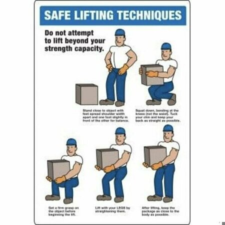 ACCUFORM SAFETY SIGN SAFE LIFTING TECHNIQUES MGNF512VA MGNF512VA